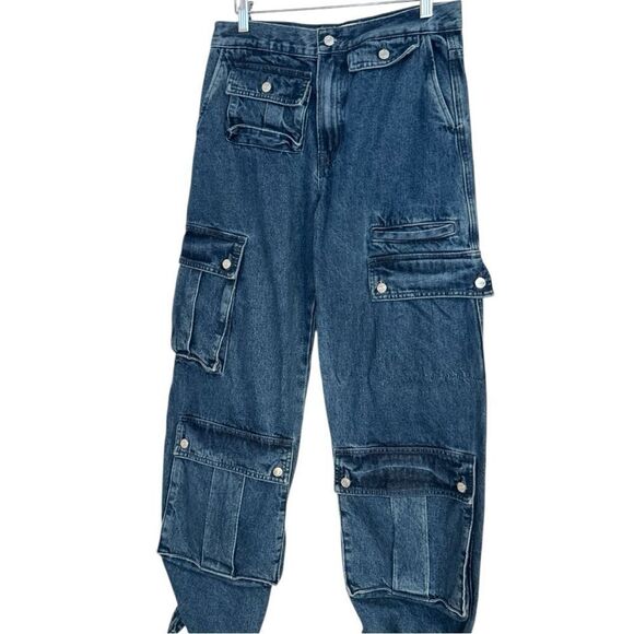 GRLFRND Lara Cargo Wide Leg Jeans in Big Sky Medium Wash, Size 26 - Picture 6 of 13